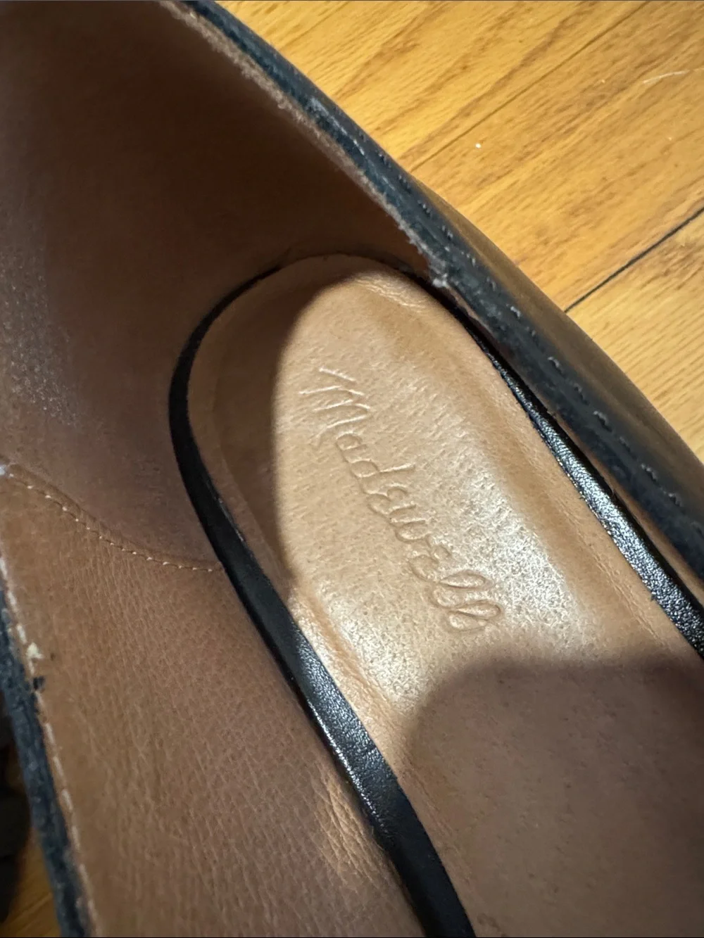 Madewell Black Leather Mary Jane Platform Loafers